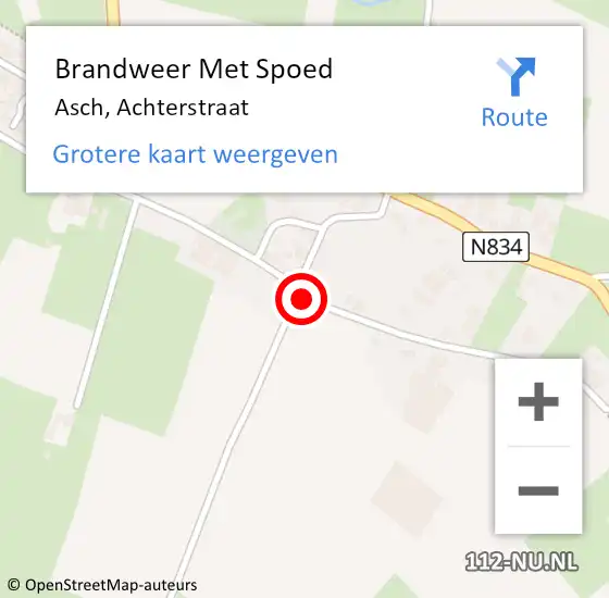 Locatie op kaart van de 112 melding: Brandweer Met Spoed Naar Asch, Achterstraat op 19 november 2019 11:04