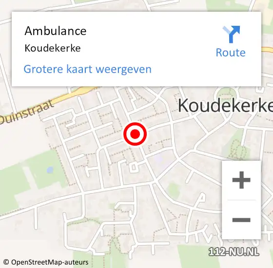 Locatie op kaart van de 112 melding: Ambulance Koudekerke op 19 november 2019 11:08