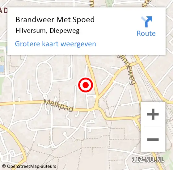 Locatie op kaart van de 112 melding: Brandweer Met Spoed Naar Hilversum, Diepeweg op 19 november 2019 11:54