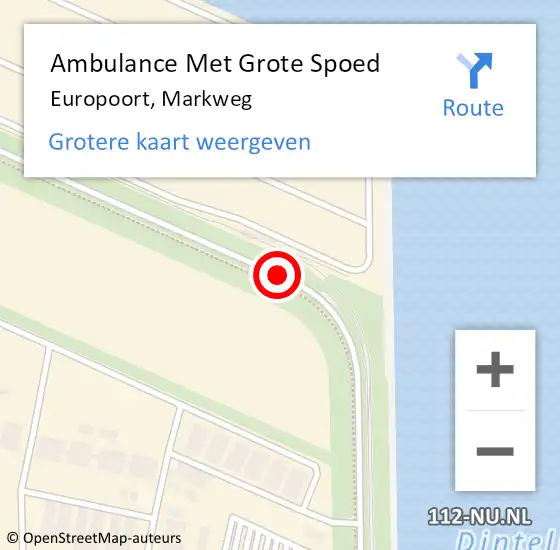Locatie op kaart van de 112 melding: Ambulance Met Grote Spoed Naar Europoort, Markweg op 19 november 2019 12:00