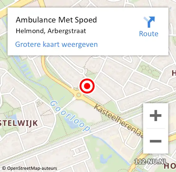 Locatie op kaart van de 112 melding: Ambulance Met Spoed Naar Helmond, Arbergstraat op 19 november 2019 12:09