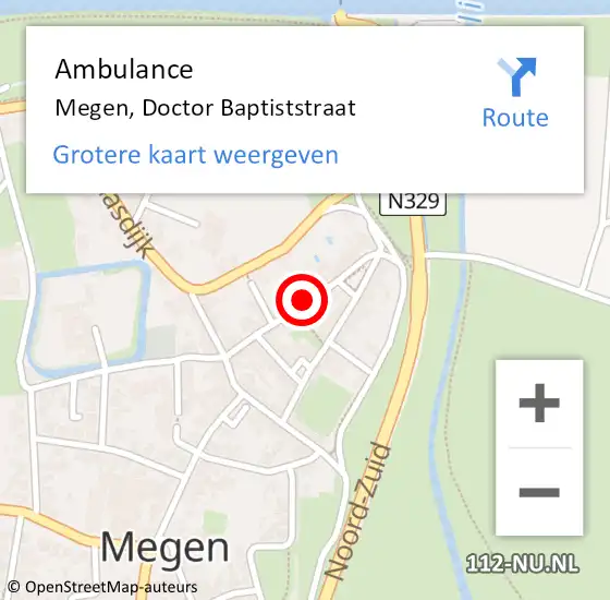 Locatie op kaart van de 112 melding: Ambulance Megen, Doctor Baptiststraat op 19 november 2019 12:58