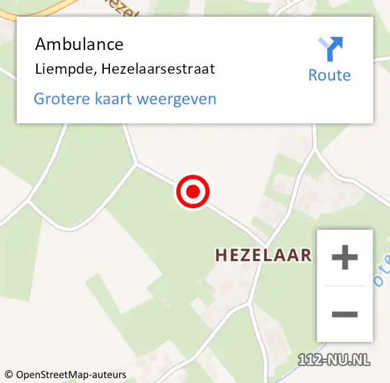 Locatie op kaart van de 112 melding: Ambulance Liempde, Hezelaarsestraat op 19 november 2019 13:19