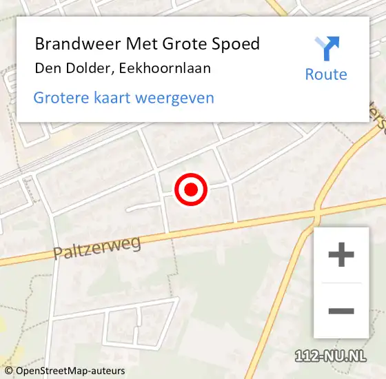 Locatie op kaart van de 112 melding: Brandweer Met Grote Spoed Naar Den Dolder, Eekhoornlaan op 19 november 2019 13:43