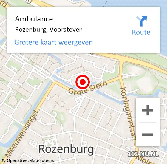 Locatie op kaart van de 112 melding: Ambulance Rozenburg, Voorsteven op 19 november 2019 13:48