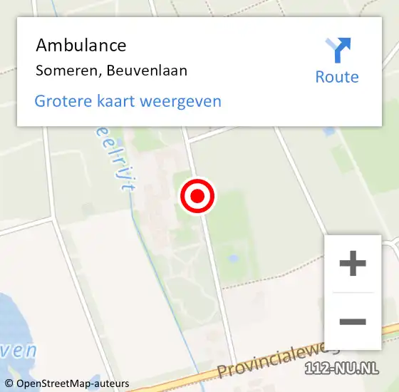 Locatie op kaart van de 112 melding: Ambulance Someren, Beuvenlaan op 19 november 2019 13:53