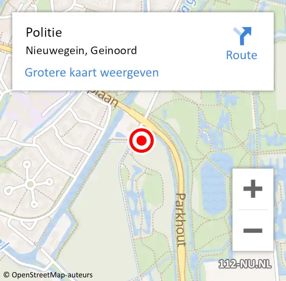 Locatie op kaart van de 112 melding: Politie Nieuwegein, Geinoord op 19 november 2019 14:07