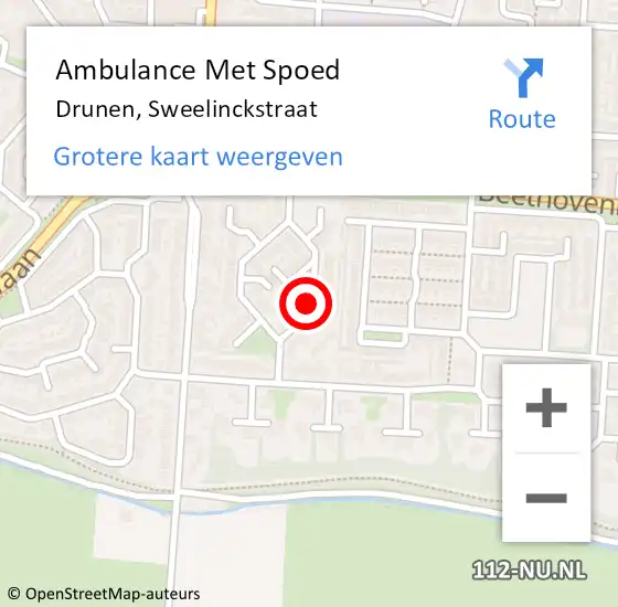 Locatie op kaart van de 112 melding: Ambulance Met Spoed Naar Drunen, Sweelinckstraat op 19 november 2019 14:10