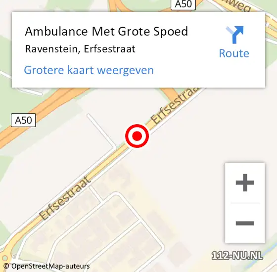 Locatie op kaart van de 112 melding: Ambulance Met Grote Spoed Naar Ravenstein, Erfsestraat op 19 november 2019 14:14