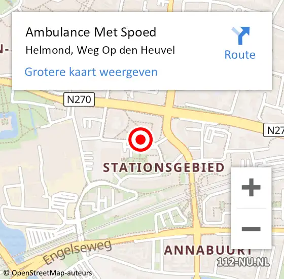 Locatie op kaart van de 112 melding: Ambulance Met Spoed Naar Helmond, Weg Op den Heuvel op 19 november 2019 14:20