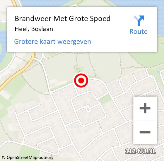 Locatie op kaart van de 112 melding: Brandweer Met Grote Spoed Naar Heel, Boslaan op 19 november 2019 14:45