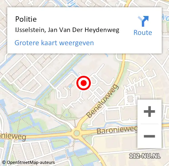 Locatie op kaart van de 112 melding: Politie IJsselstein, Jan Van Der Heydenweg op 19 november 2019 15:20