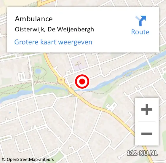 Locatie op kaart van de 112 melding: Ambulance Oisterwijk, De Weijenbergh op 19 november 2019 16:51