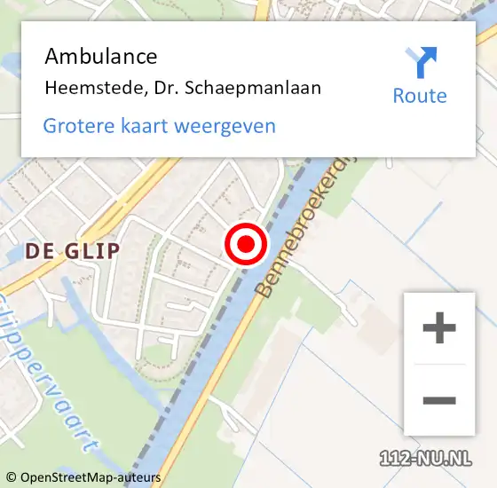 Locatie op kaart van de 112 melding: Ambulance Heemstede, Dr. Schaepmanlaan op 19 november 2019 17:08