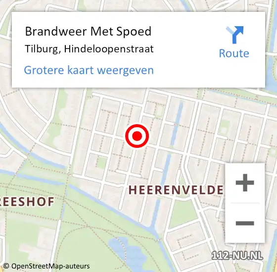 Locatie op kaart van de 112 melding: Brandweer Met Spoed Naar Tilburg, Hindeloopenstraat op 19 november 2019 17:25