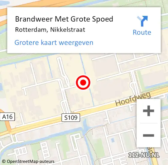 Locatie op kaart van de 112 melding: Brandweer Met Grote Spoed Naar Rotterdam, Nikkelstraat op 19 november 2019 17:46