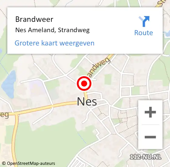 Locatie op kaart van de 112 melding: Brandweer Nes Ameland, Strandweg op 19 november 2019 17:56