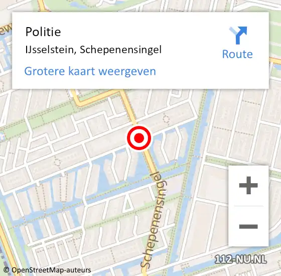 Locatie op kaart van de 112 melding: Politie IJsselstein, Schepenensingel op 19 november 2019 18:03