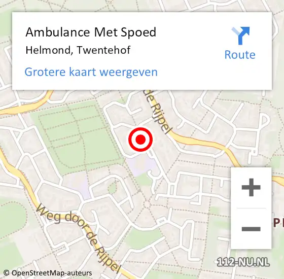 Locatie op kaart van de 112 melding: Ambulance Met Spoed Naar Helmond, Twentehof op 19 november 2019 19:26