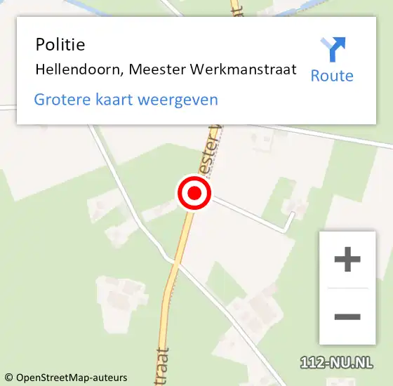 Locatie op kaart van de 112 melding: Politie Hellendoorn, Meester Werkmanstraat op 19 november 2019 19:32