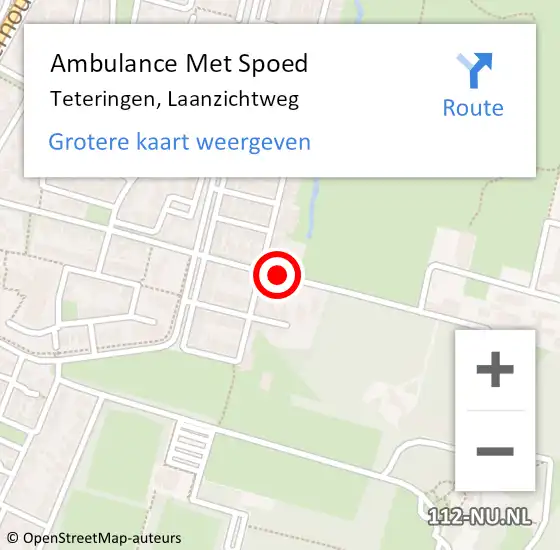 Locatie op kaart van de 112 melding: Ambulance Met Spoed Naar Teteringen, Laanzichtweg op 19 november 2019 19:35