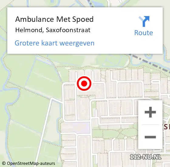 Locatie op kaart van de 112 melding: Ambulance Met Spoed Naar Helmond, Saxofoonstraat op 19 november 2019 19:40