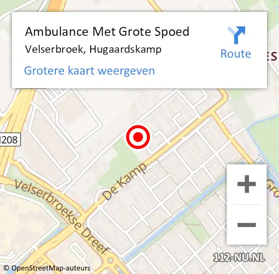 Locatie op kaart van de 112 melding: Ambulance Met Grote Spoed Naar Velserbroek, Hugaardskamp op 19 november 2019 19:42