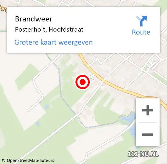 Locatie op kaart van de 112 melding: Brandweer Posterholt, Hoofdstraat op 19 november 2019 20:44