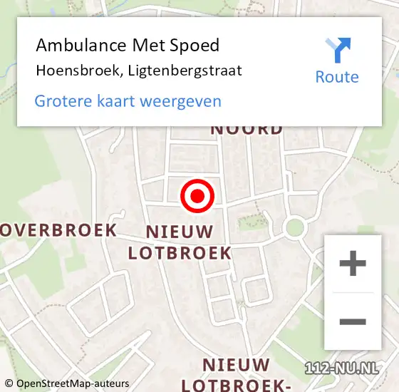 Locatie op kaart van de 112 melding: Ambulance Met Spoed Naar Hoensbroek, Ligtenbergstraat op 20 april 2014 10:36