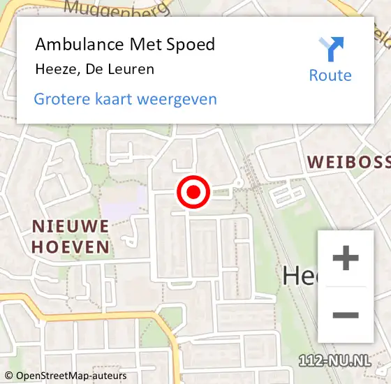 Locatie op kaart van de 112 melding: Ambulance Met Spoed Naar Heeze, De Leuren op 19 november 2019 22:01