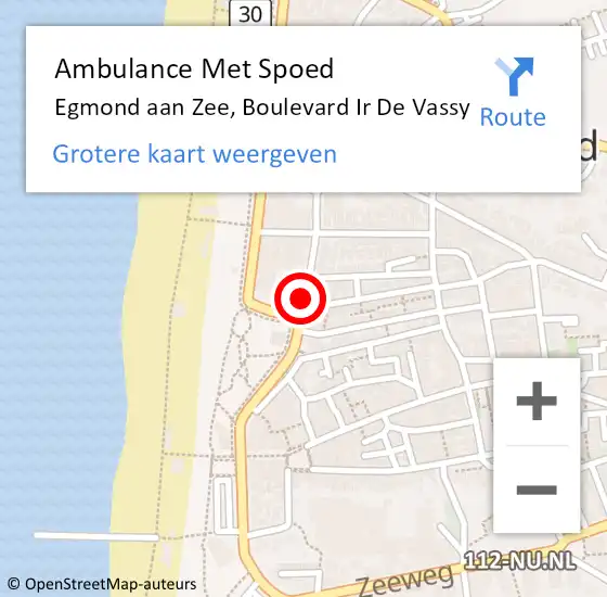 Locatie op kaart van de 112 melding: Ambulance Met Spoed Naar Egmond aan Zee, Boulevard Ir De Vassy op 19 november 2019 22:02