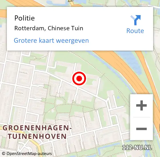Locatie op kaart van de 112 melding: Politie Rotterdam, Chinese Tuin op 19 november 2019 22:55