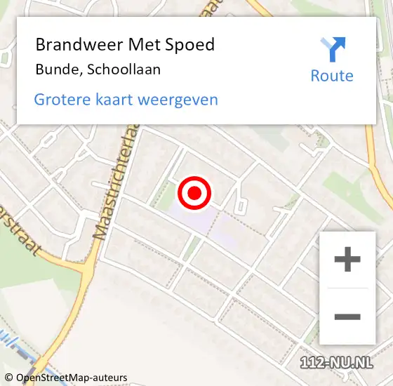 Locatie op kaart van de 112 melding: Brandweer Met Spoed Naar Bunde, Schoollaan op 19 november 2019 23:34