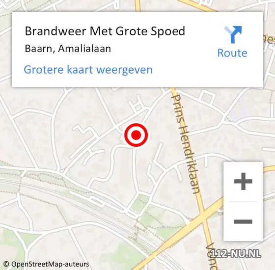 Locatie op kaart van de 112 melding: Brandweer Met Grote Spoed Naar Baarn, Amalialaan op 19 november 2019 23:35