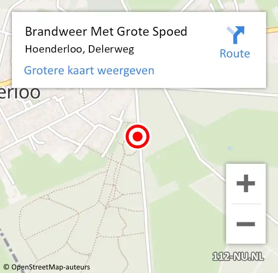 Locatie op kaart van de 112 melding: Brandweer Met Grote Spoed Naar Hoenderloo, Delerweg op 20 april 2014 10:43