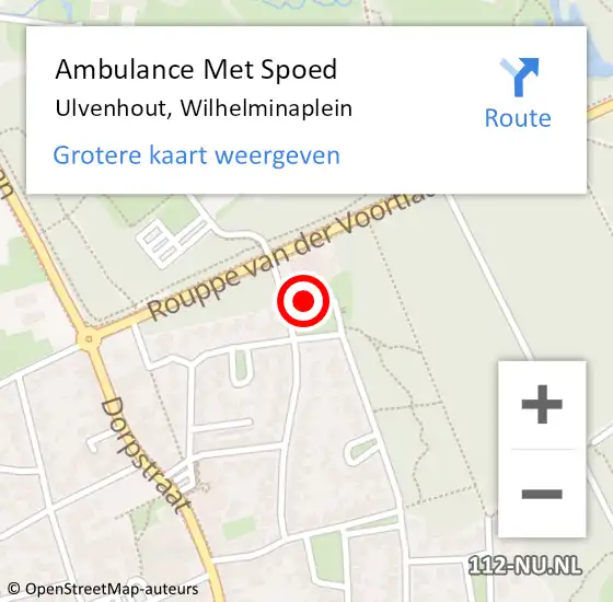 Locatie op kaart van de 112 melding: Ambulance Met Spoed Naar Ulvenhout, Wilhelminaplein op 20 november 2019 02:19