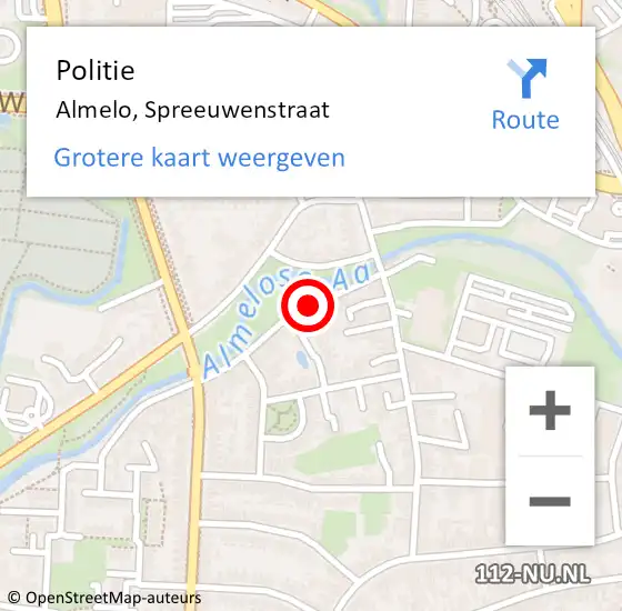 Locatie op kaart van de 112 melding: Politie Almelo, Spreeuwenstraat op 20 november 2019 02:49