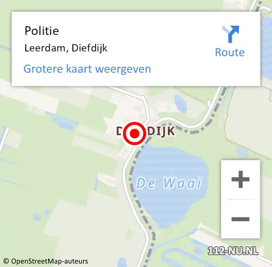 Locatie op kaart van de 112 melding: Politie Leerdam, Diefdijk op 20 november 2019 06:42