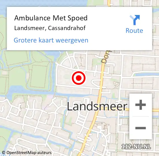 Locatie op kaart van de 112 melding: Ambulance Met Spoed Naar Landsmeer, Cassandrahof op 20 november 2019 08:12