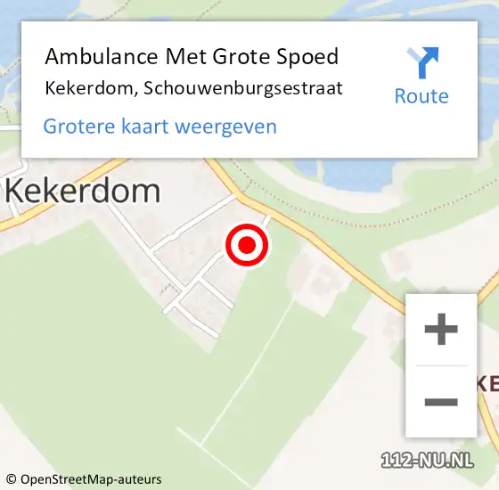 Locatie op kaart van de 112 melding: Ambulance Met Grote Spoed Naar Kekerdom, Schouwenburgsestraat op 20 april 2014 11:06
