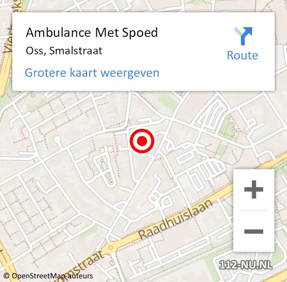 Locatie op kaart van de 112 melding: Ambulance Met Spoed Naar Oss, Smalstraat op 20 november 2019 08:35