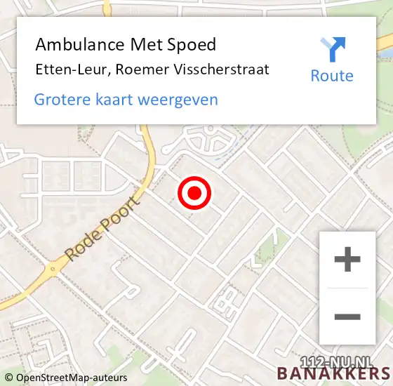 Locatie op kaart van de 112 melding: Ambulance Met Spoed Naar Etten-Leur, Roemer Visscherstraat op 20 november 2019 09:19