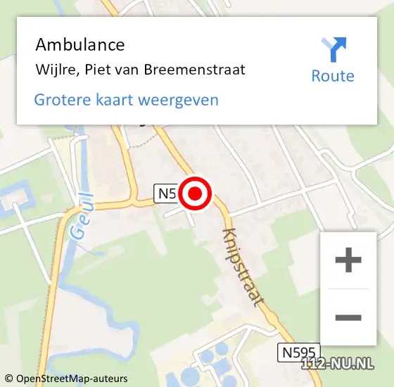 Locatie op kaart van de 112 melding: Ambulance Wijlre, Piet van Breemenstraat op 20 april 2014 11:14