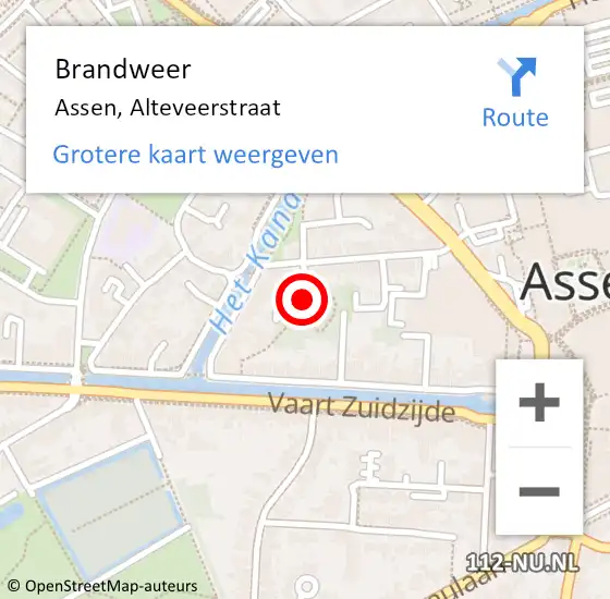 Locatie op kaart van de 112 melding: Brandweer Assen, Alteveerstraat op 20 november 2019 10:06