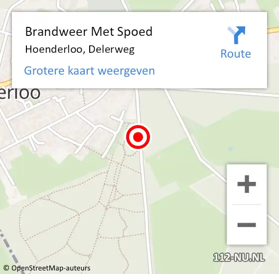 Locatie op kaart van de 112 melding: Brandweer Met Spoed Naar Hoenderloo, Delerweg op 20 april 2014 11:22