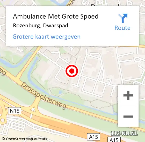 Locatie op kaart van de 112 melding: Ambulance Met Grote Spoed Naar Rozenburg, Dwarspad op 20 november 2019 10:55