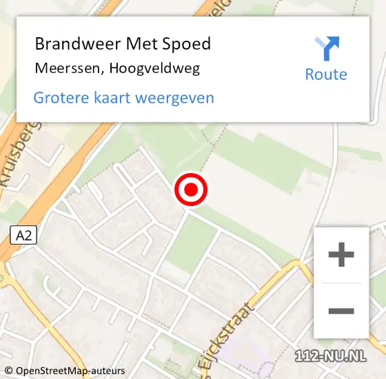 Locatie op kaart van de 112 melding: Brandweer Met Spoed Naar Meerssen, Hoogveldweg op 20 november 2019 11:33