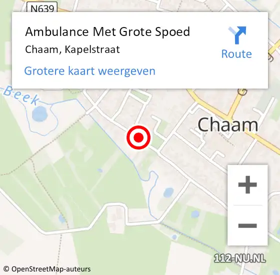 Locatie op kaart van de 112 melding: Ambulance Met Grote Spoed Naar Chaam, Kapelstraat op 20 november 2019 11:41