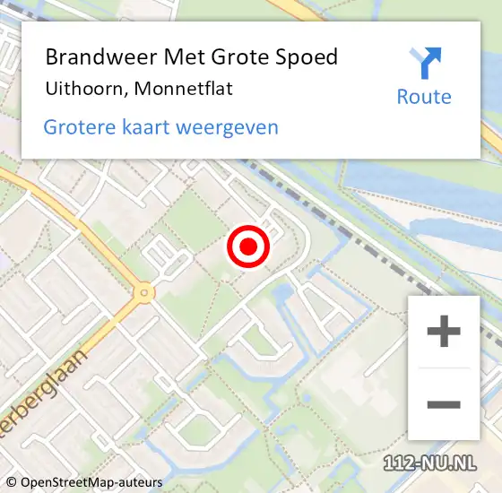 Locatie op kaart van de 112 melding: Brandweer Met Grote Spoed Naar Uithoorn, Monnetflat op 20 november 2019 11:47