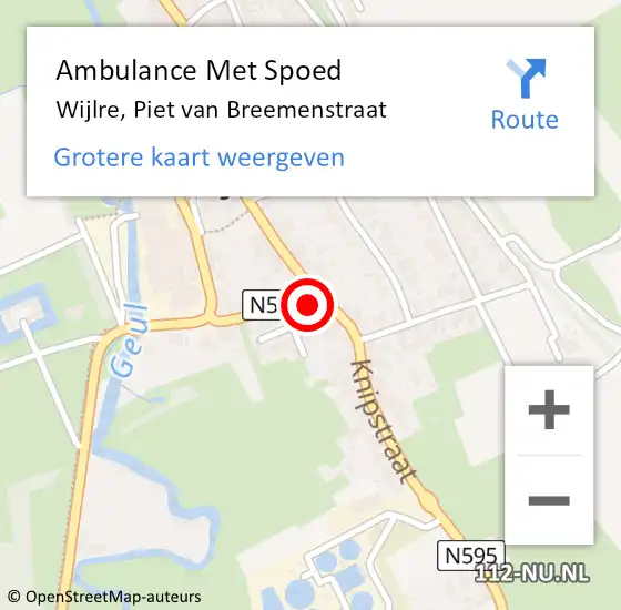 Locatie op kaart van de 112 melding: Ambulance Met Spoed Naar Wijlre, Piet van Breemenstraat op 20 april 2014 11:38